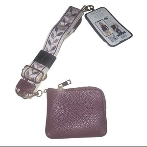 Purple Textured Coin Purse with Strap